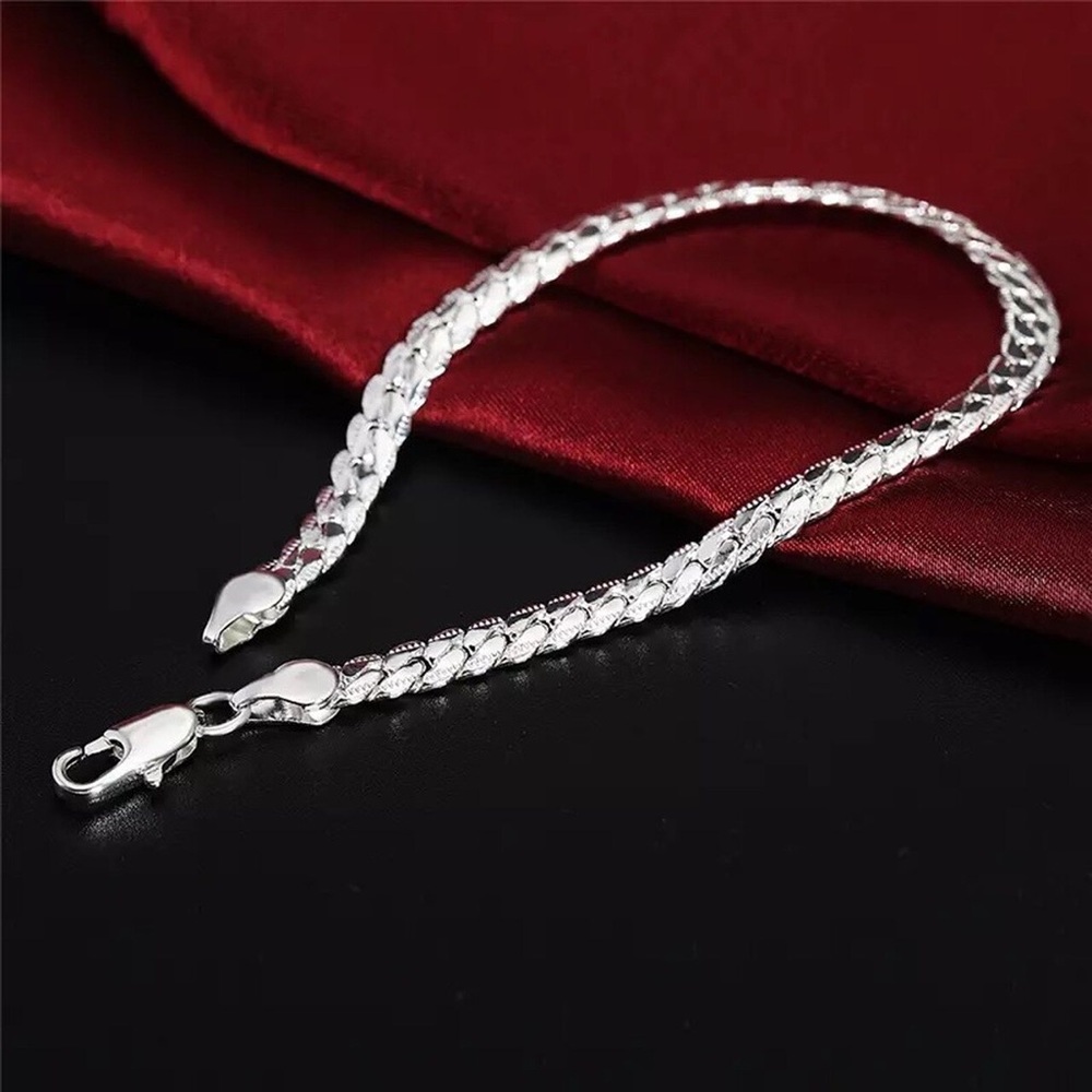 925 Silver Plated Unisex 5mm Snake Bracelet - Picture 7 of 7